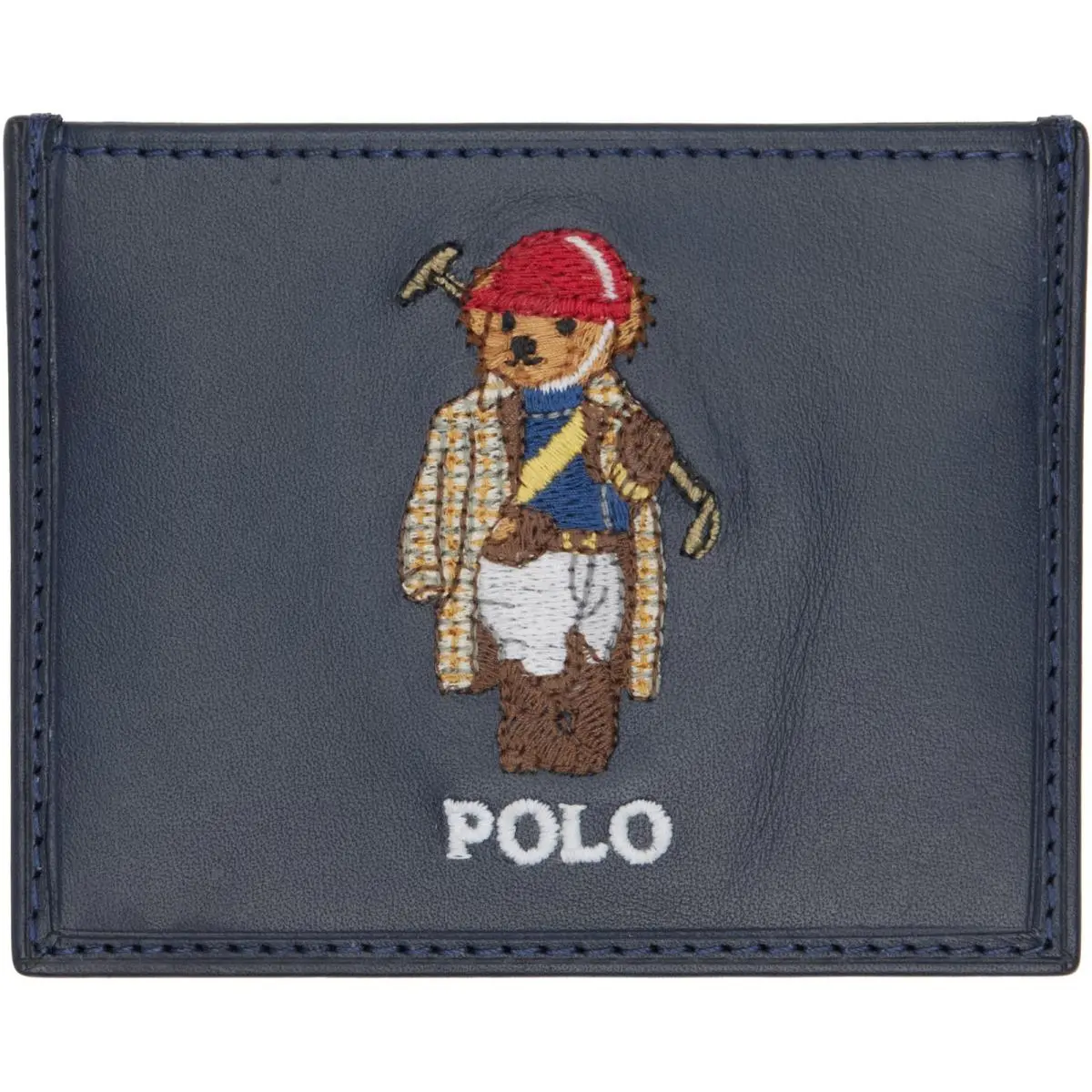 Polo  Men’s Bear Leather Card Case Wallet Navy 405P08102001-NWT by Ralph Lauren