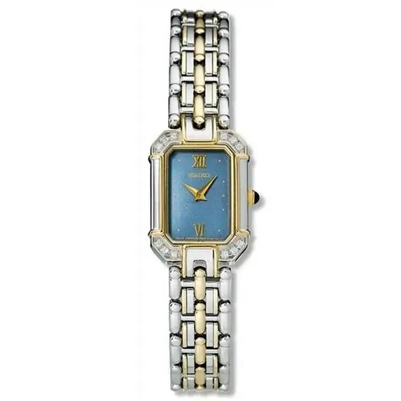 Seiko Women`s SUJE10 Dress Diamond Accented Bezel Blue Dial Two Tone Watch