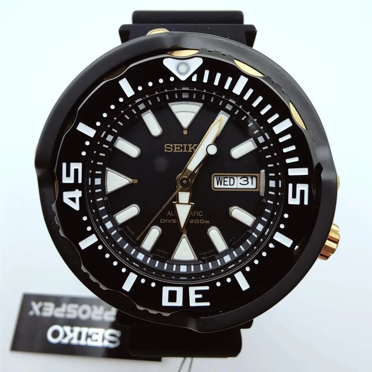 Seiko Prospex SRPA82J1 52mm Watch Automatic Diver 200m Black Gold Discont. Jdm