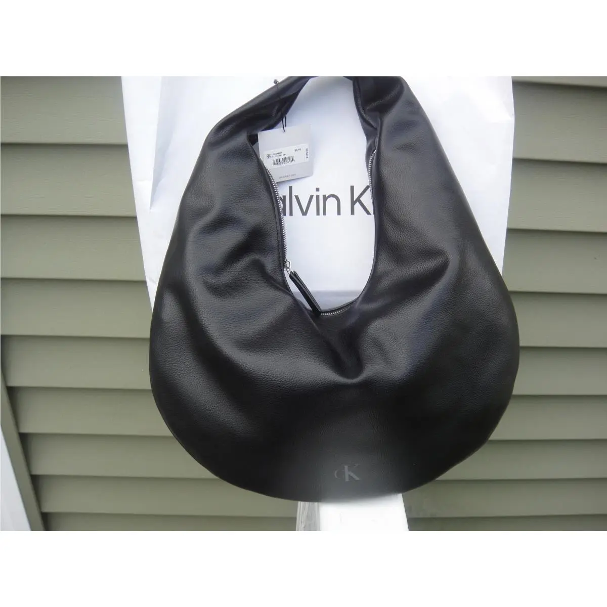 Calvin Klein Pebble Grain Crescent Black Shoulder Bag .100%Authentic