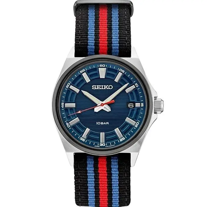 Seiko Essentials Quartz Blue Dial Nylon Strap Men`s Watch SUR509