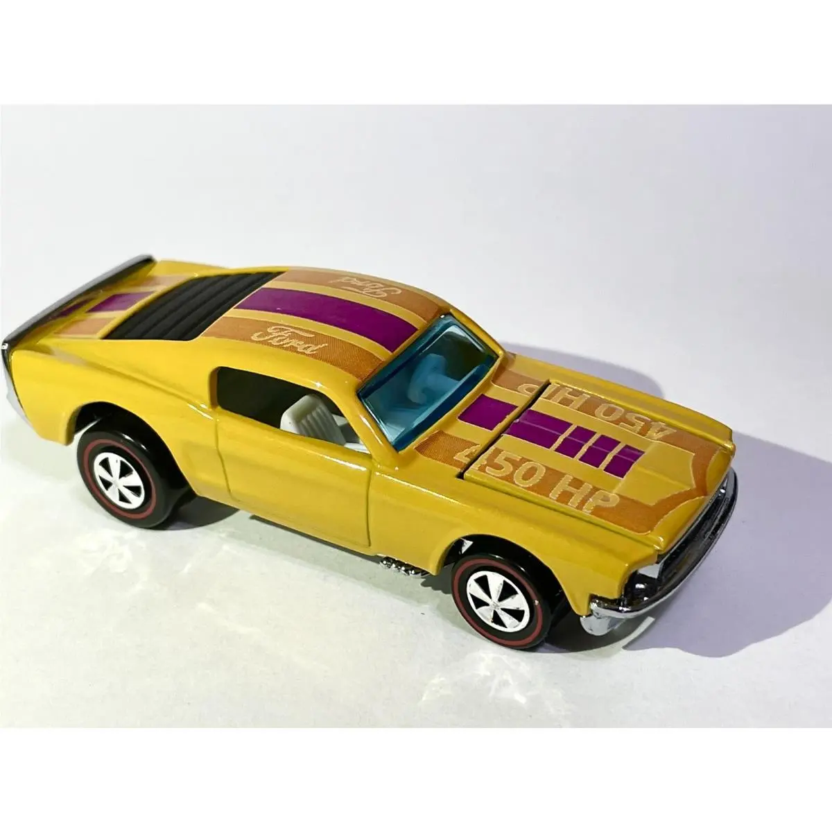 “custom Made ” Hot Wheels 68 Mustang Stocker Redline 1 Of 1 Gloss Yellow