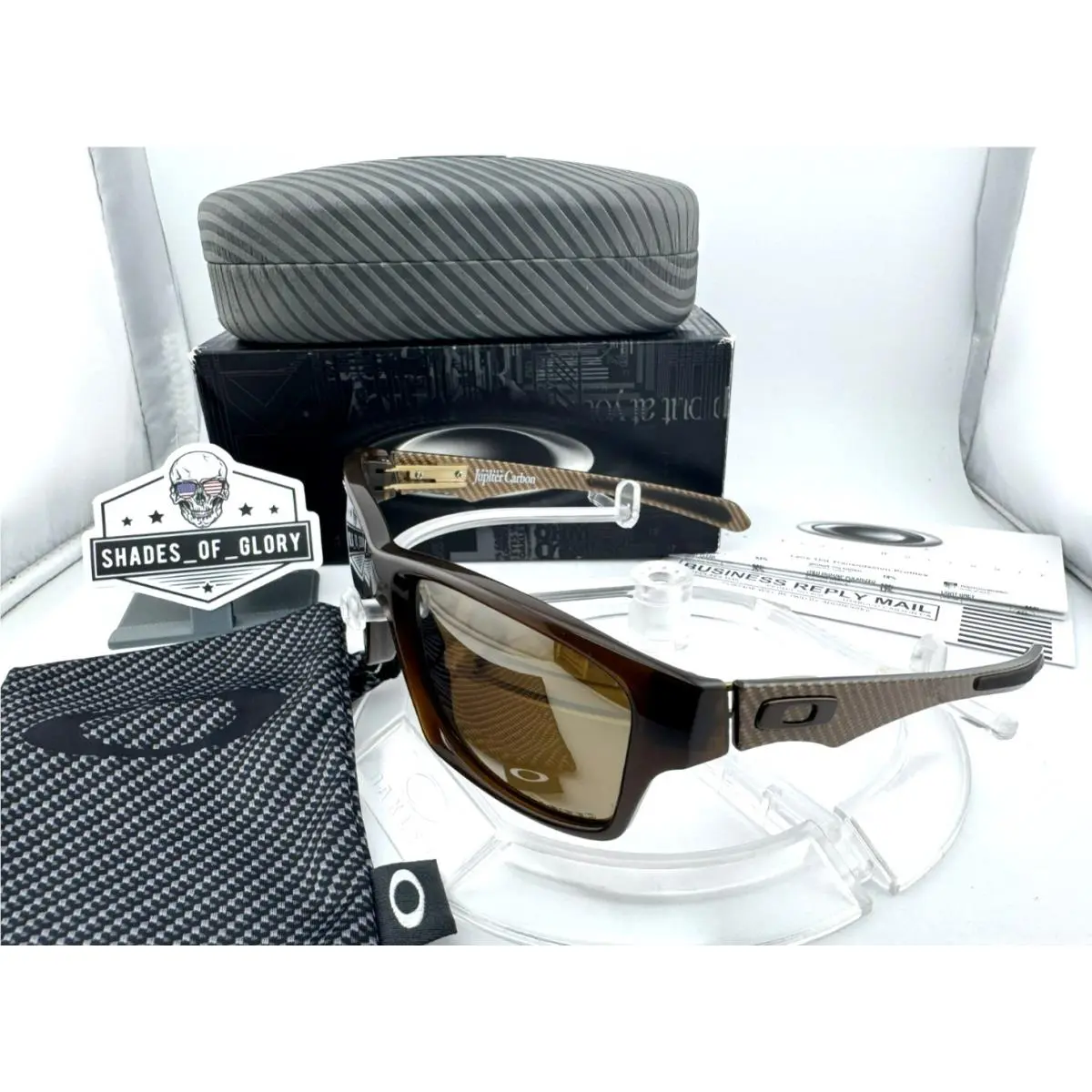 Oakley Jupiter Carbon Dark Ale / Tungsten Iridium Polarized Sunglasses OO9220-03