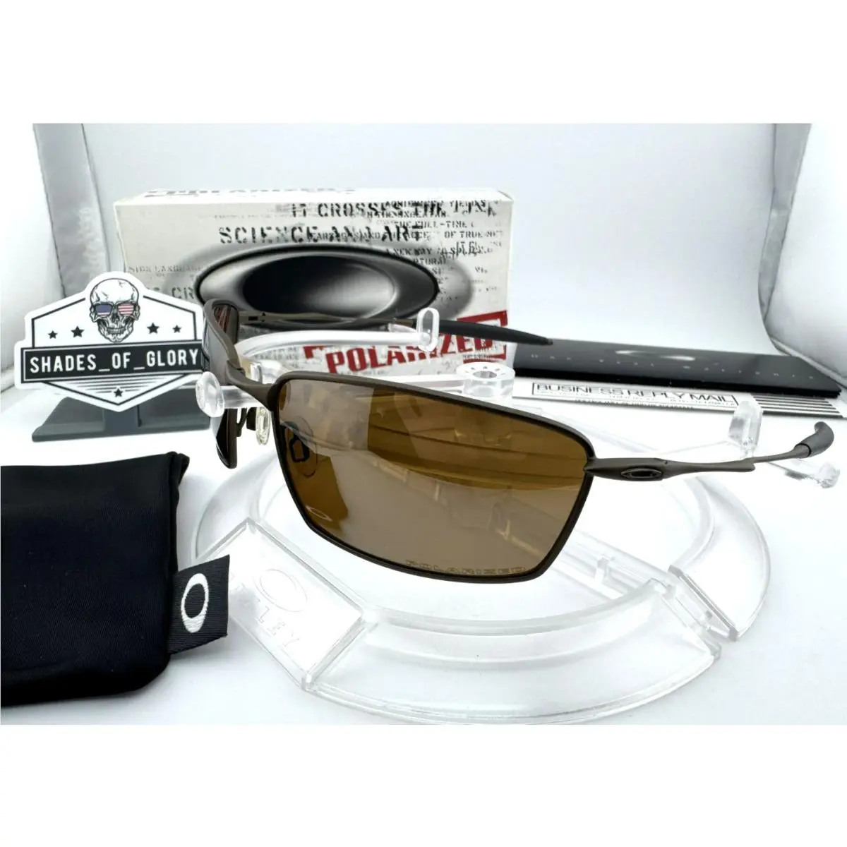 Square Whisker Brown W/ Tungsten Iridium Polarized Sunglasses 12-970 Rare by Oakley