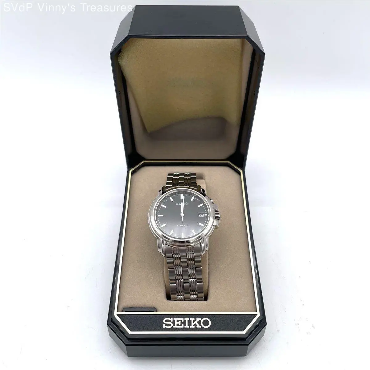 Men`s Kinetic Watch Black Dial 5M42-0J60 Stainless Steel by Seiko