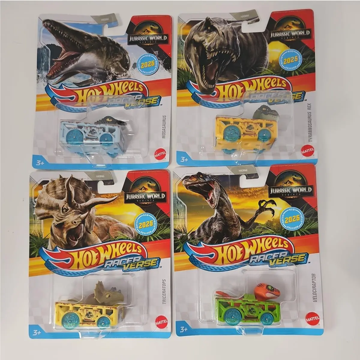 2025 Hot Wheels Racer Verse Jurassic World Rebirth Complete Set of 4 Rare