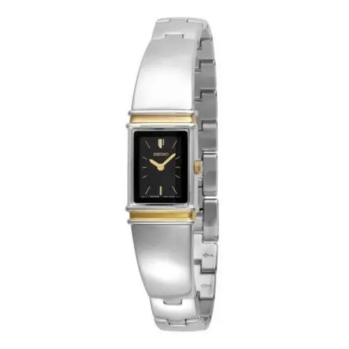 Seiko SUJG10 Women`s Rectangular Black Dial Quartz Two Tone Watch