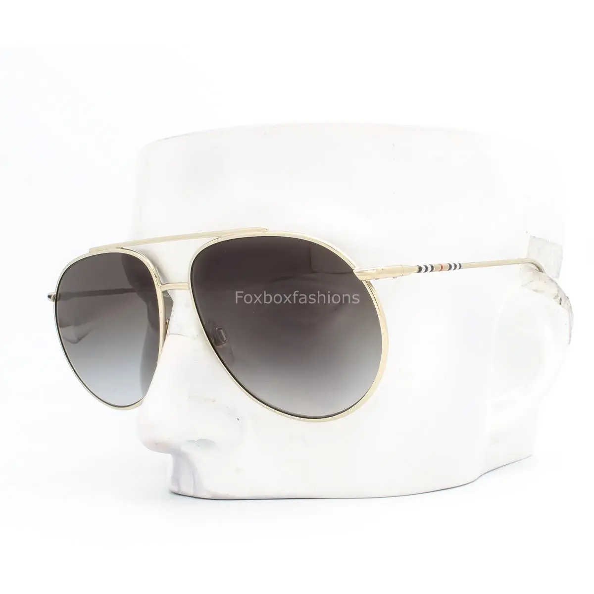 Burberry Aviator Sunglasses BE 3138 1109/8G Pale Gold Classic Plaid W/case