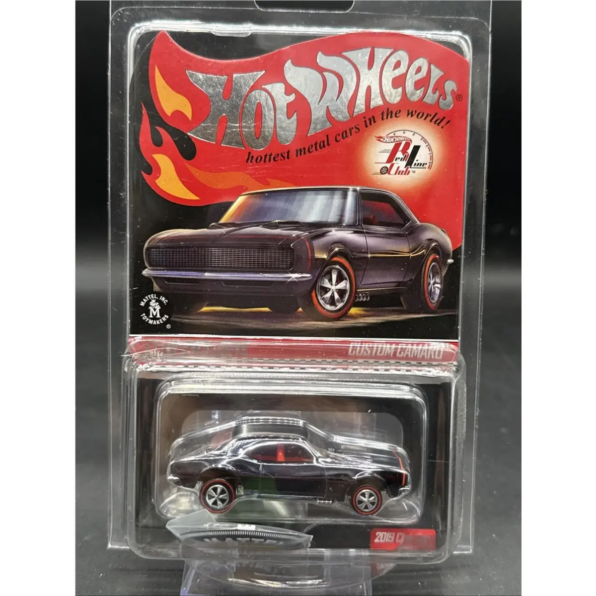 2019 Hot Wheels Black Custom Camaro Redline Club Rlc Membership Button Patch