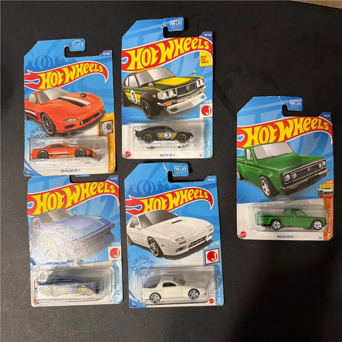 5x Hotwheels Mazda Cars RX7 RX3 Repu