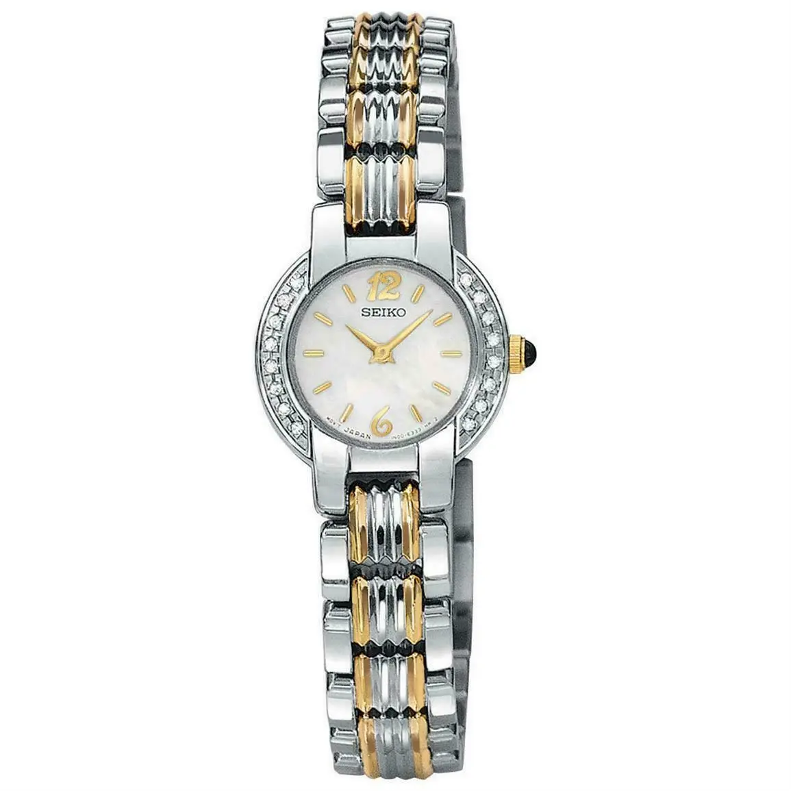 Seiko Analog White Mop Dial Diamonds Stainless Steel Women`s Watch SUJC43