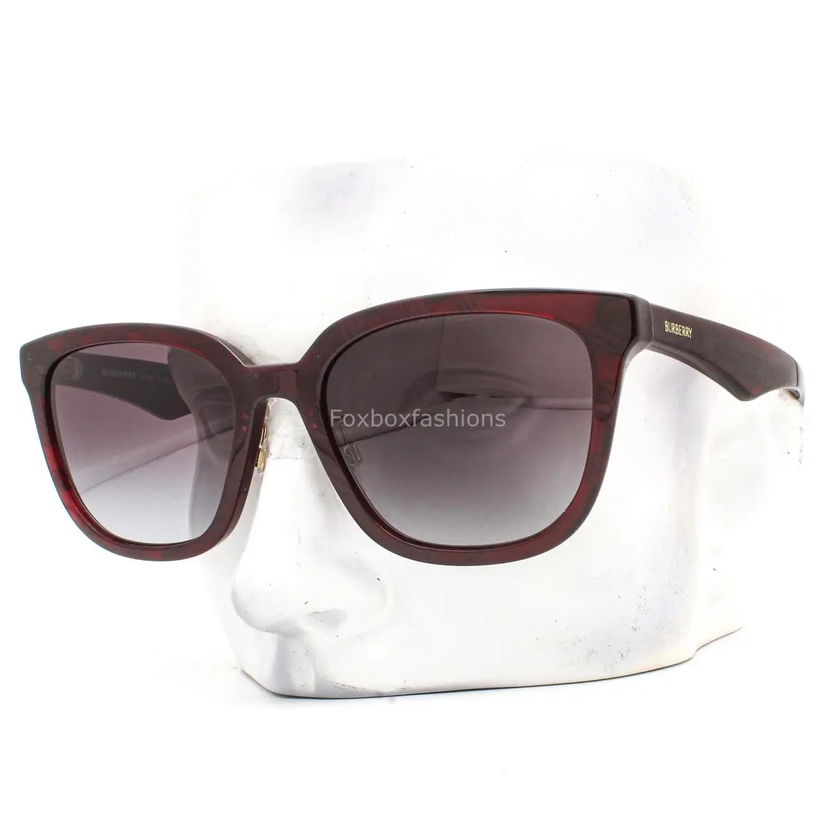 Burberry Sunglasses B4446D 4115/8G Dark Red Check Plaid Gray Gradient with Case