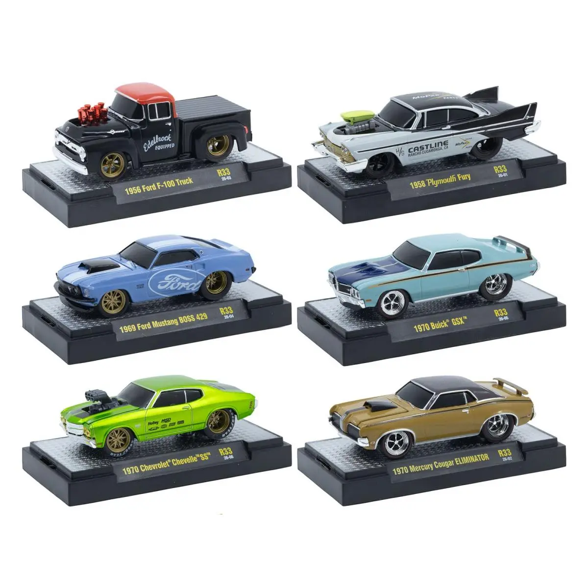 6 Cars Set Release 33 IN Display Cases 1/64 Ground Pounders Limited Edition - Black