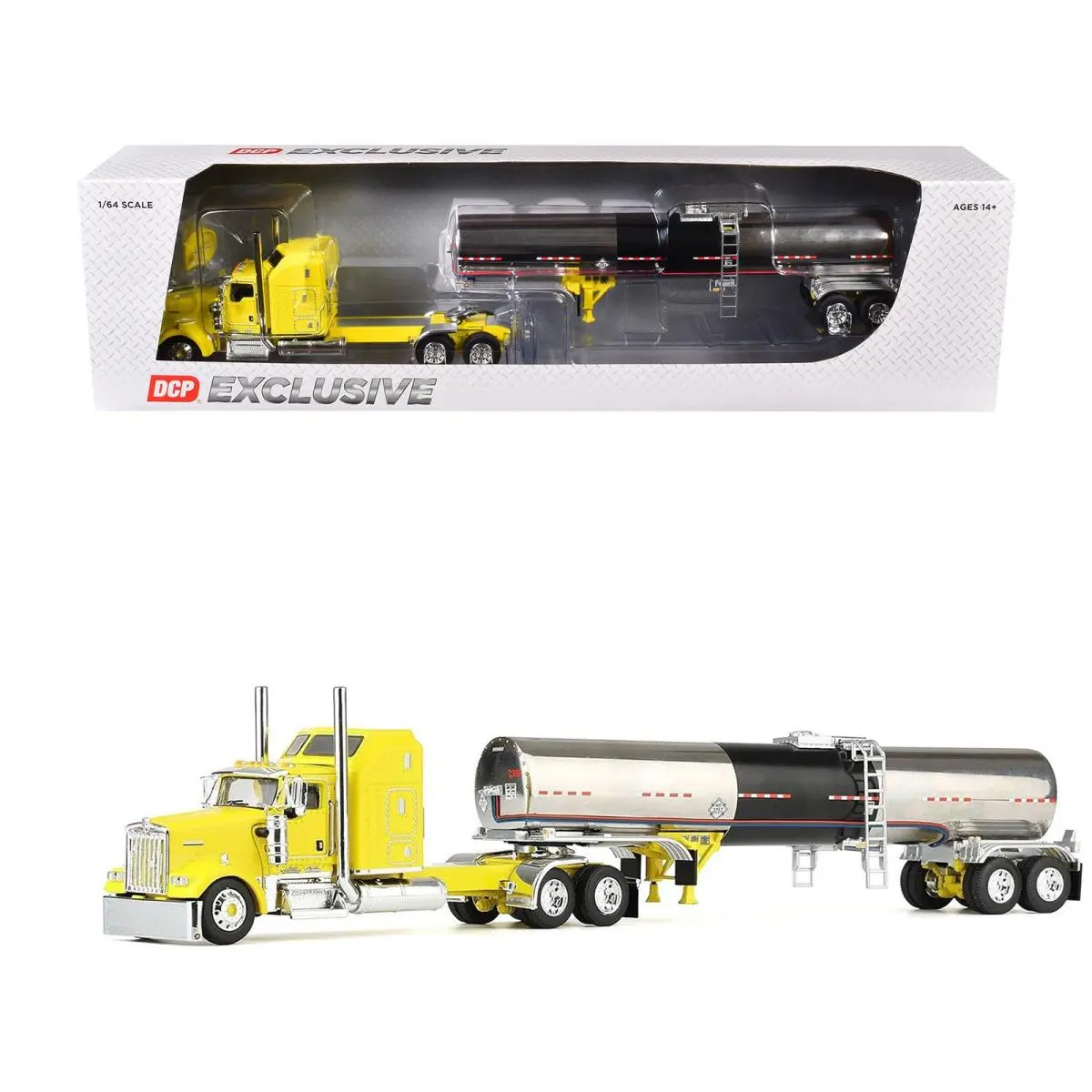Kenworth W900L with 60in Aerodyne Sleeper Brenner Tank Trailer Yellow 1/64