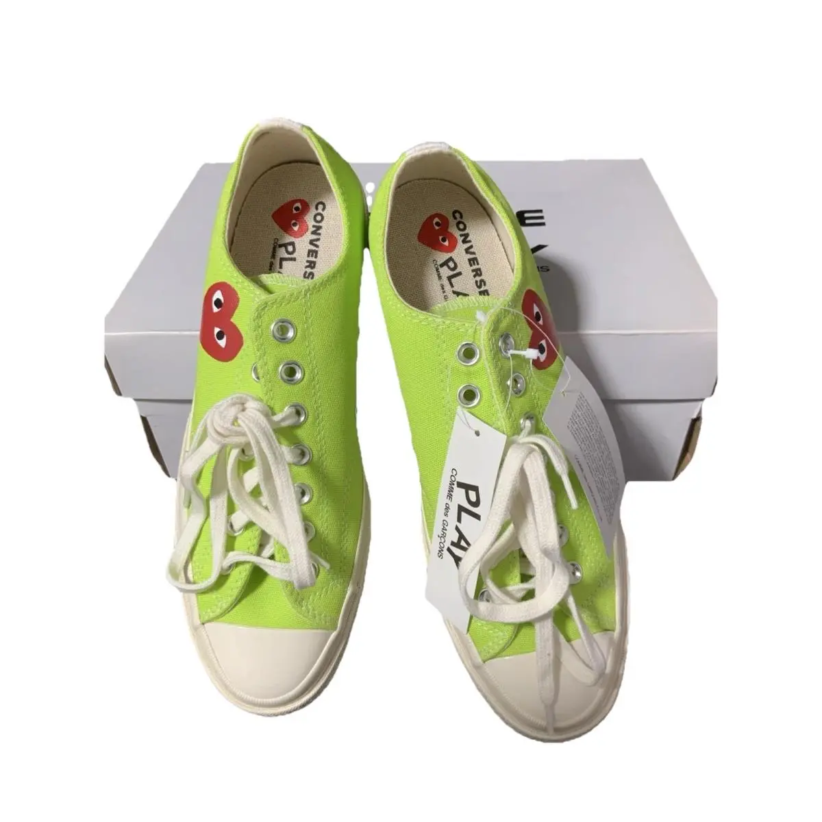 Converse Play Comme Des Garcons Green Low Top Sneakers Red Heart Mens SZ 9