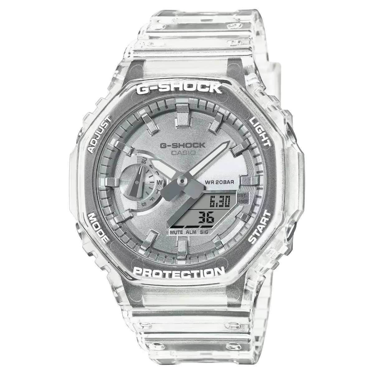 Casio G-shock Casioak Clear Silver Dial Analog Digital GA-2100BM-7A8ER