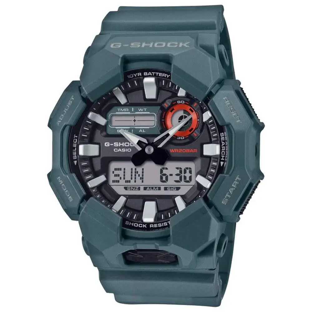 Men`s Casio G-shock Analog Digital Green Resin Strap Watch with Black Dial Mode