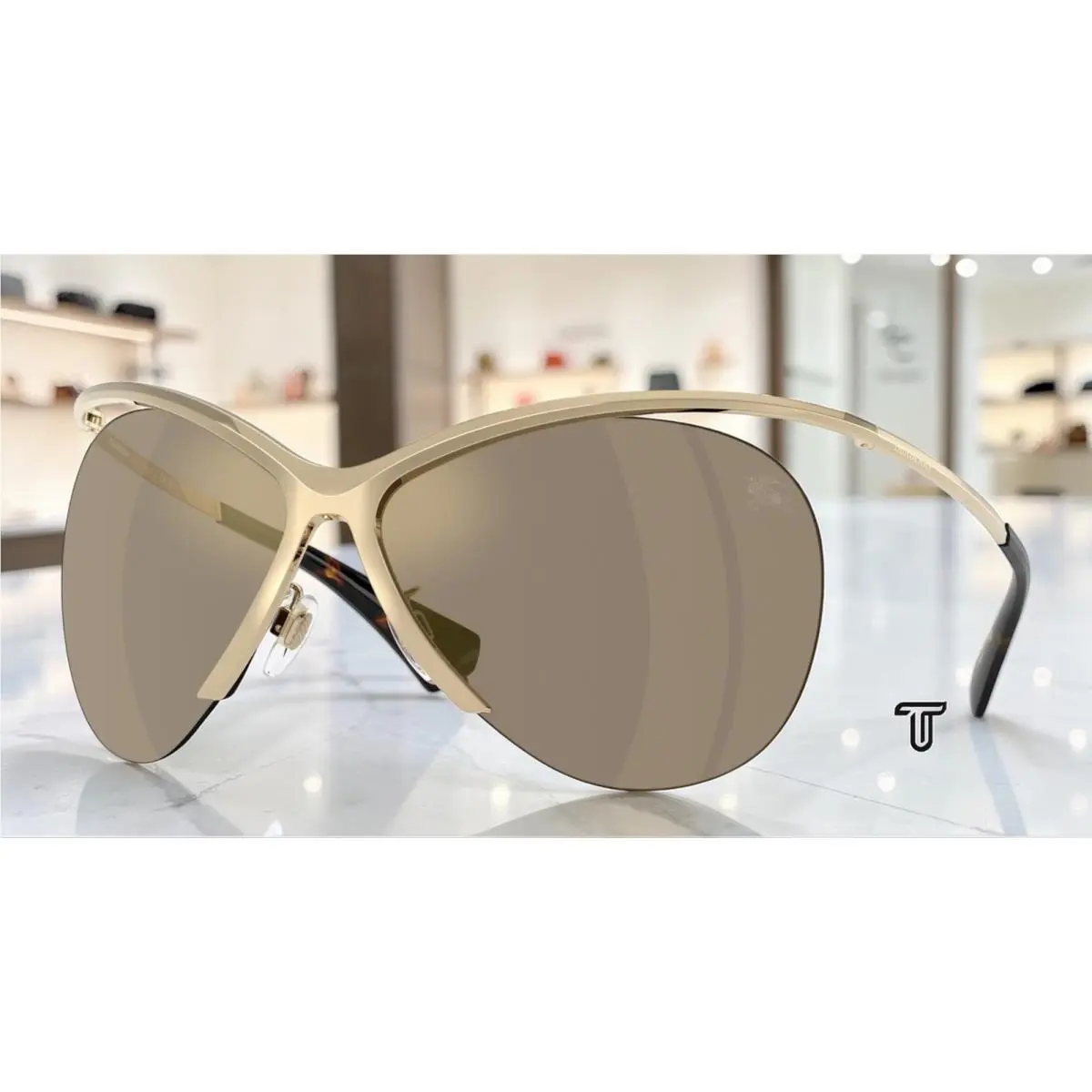 Burberry BE3168 11095A Light Gold Light Brown Mirror Gold 37mm Womens Sunglasses