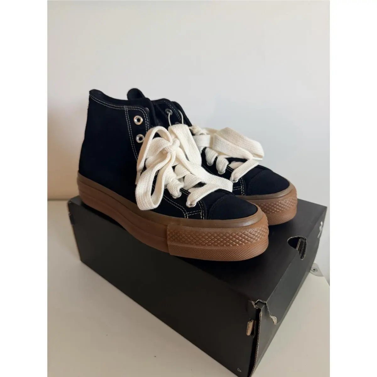 Converse Run Star Motion Black Canvas Gum High-top Unisex Shoes Size 9