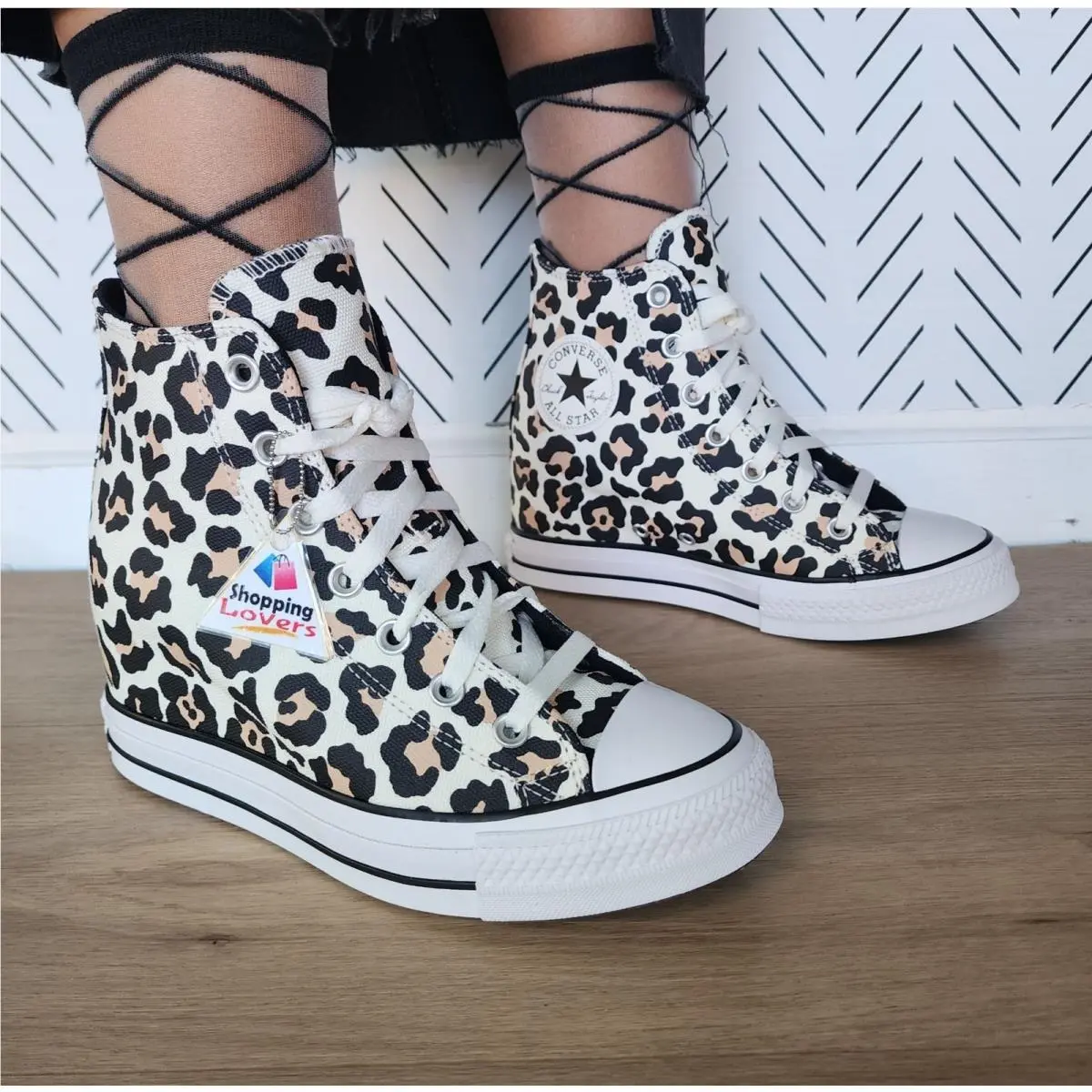 Converse Chuck Taylor Wedge Platform Leopard Sz 10.5 Women Shoes Black A14938C