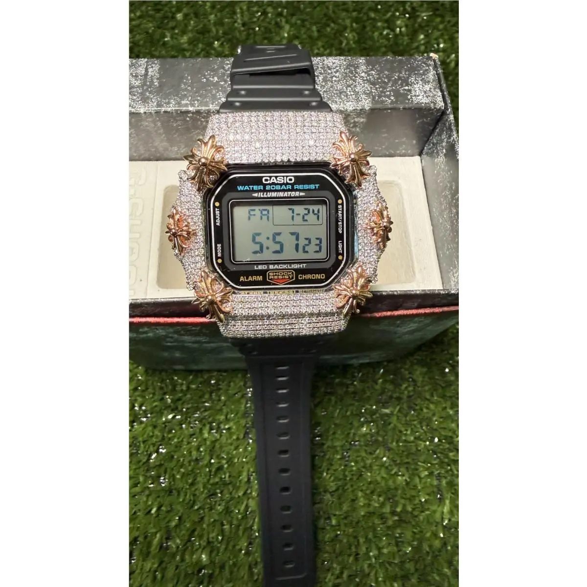 Customized Casio G-shock Watch Pure Moissanite Iced Out - Model DW-5600
