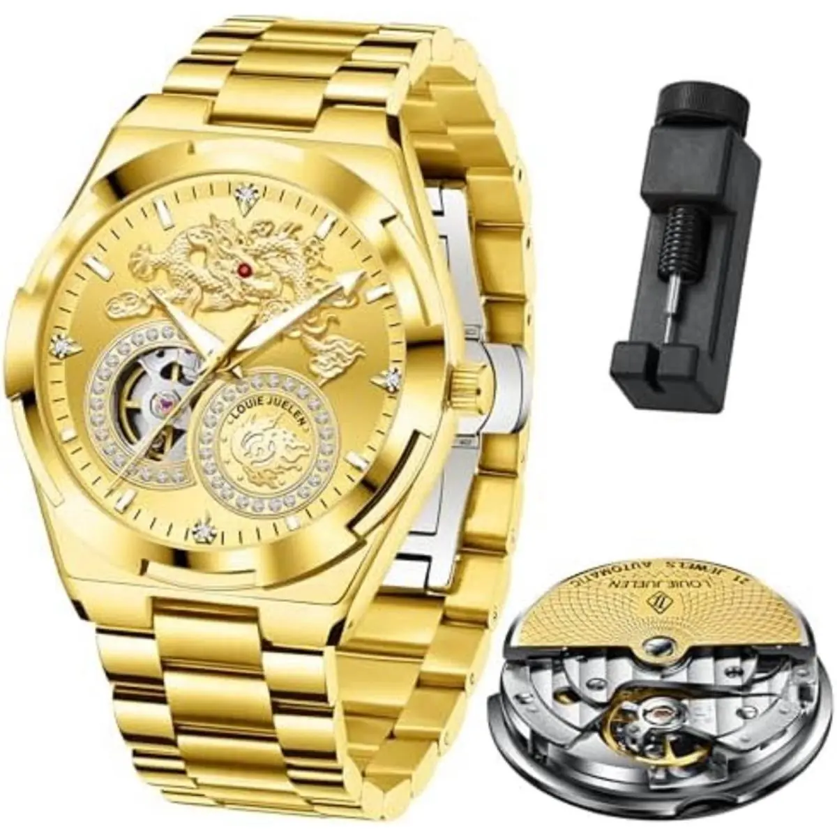 Reloj Para Hombre  Resistente Al Agua Acero Inoxidable Hora Mundial Oro by Casio