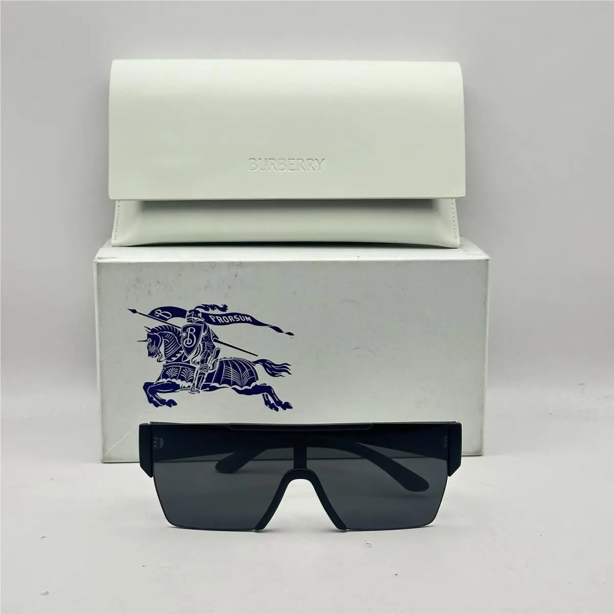 Burberry Mens Large Square Semi Rimless Sunglasses BE4291 Black