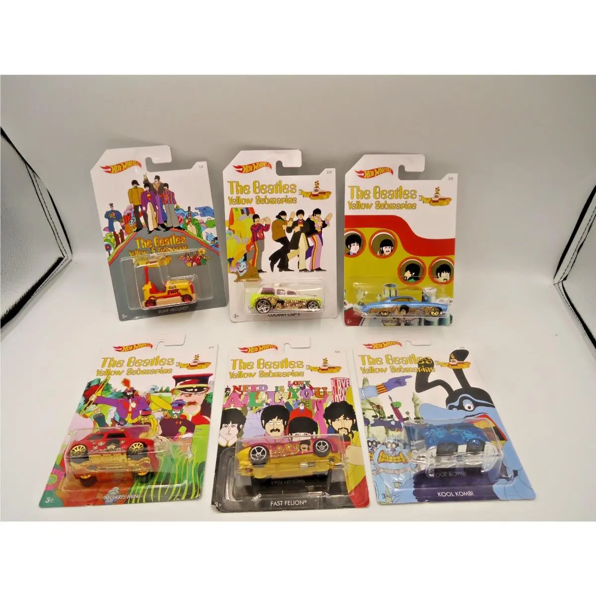 Hot Wheels Walmart Exclusive Set of 6 Beatles Yellow Submarine Series Nip 2016