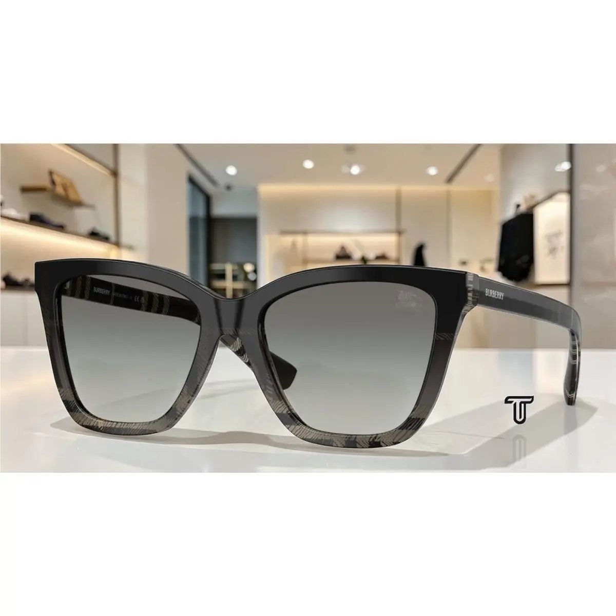 Burberry BE4470 420011 Grey Check Grey Gradient 54 mm Women`s Sunglasses