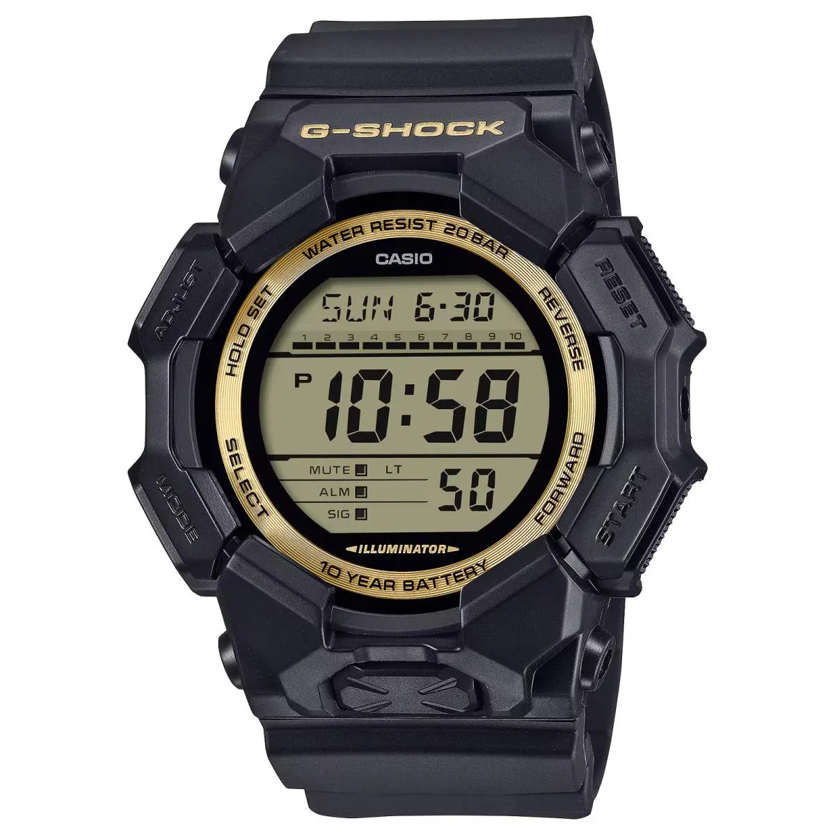Casio G-shock GD-010GB-1A9 Black and Gold Big Case Digital Men Watch