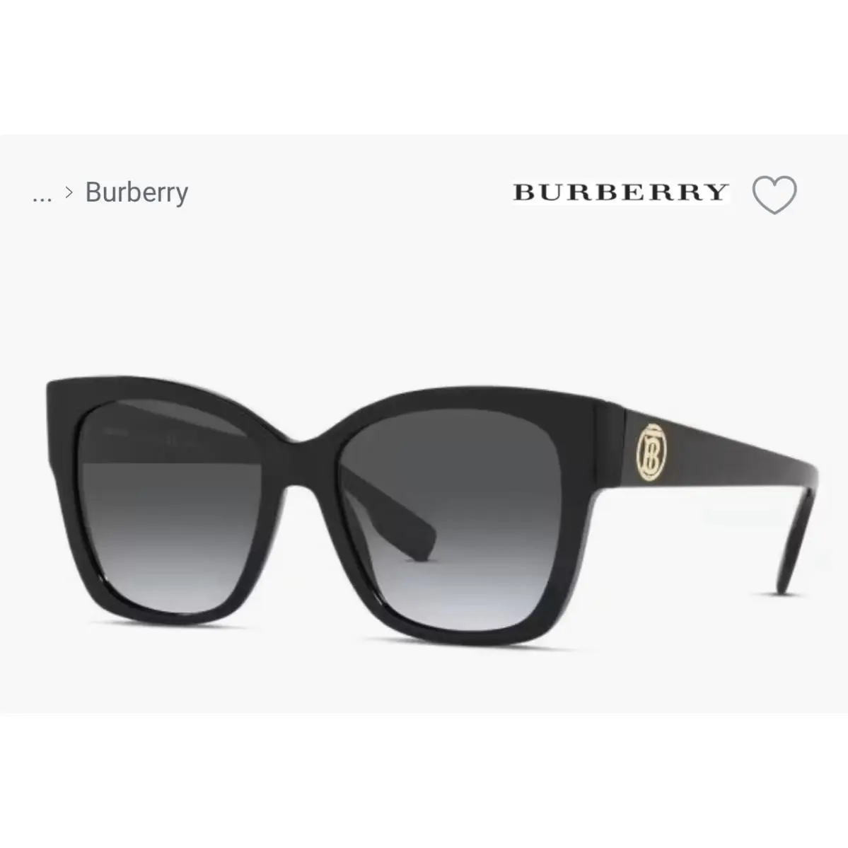 Burberry 4345 Ruth Black Plastic Frame Gray Tinted Lenses Sunglasses