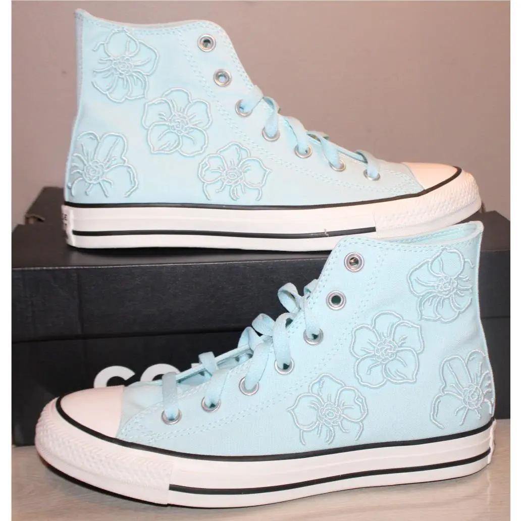 Converse Chuck Taylor All Star Embroidered Blue High Sneakers Women`s SZ 8