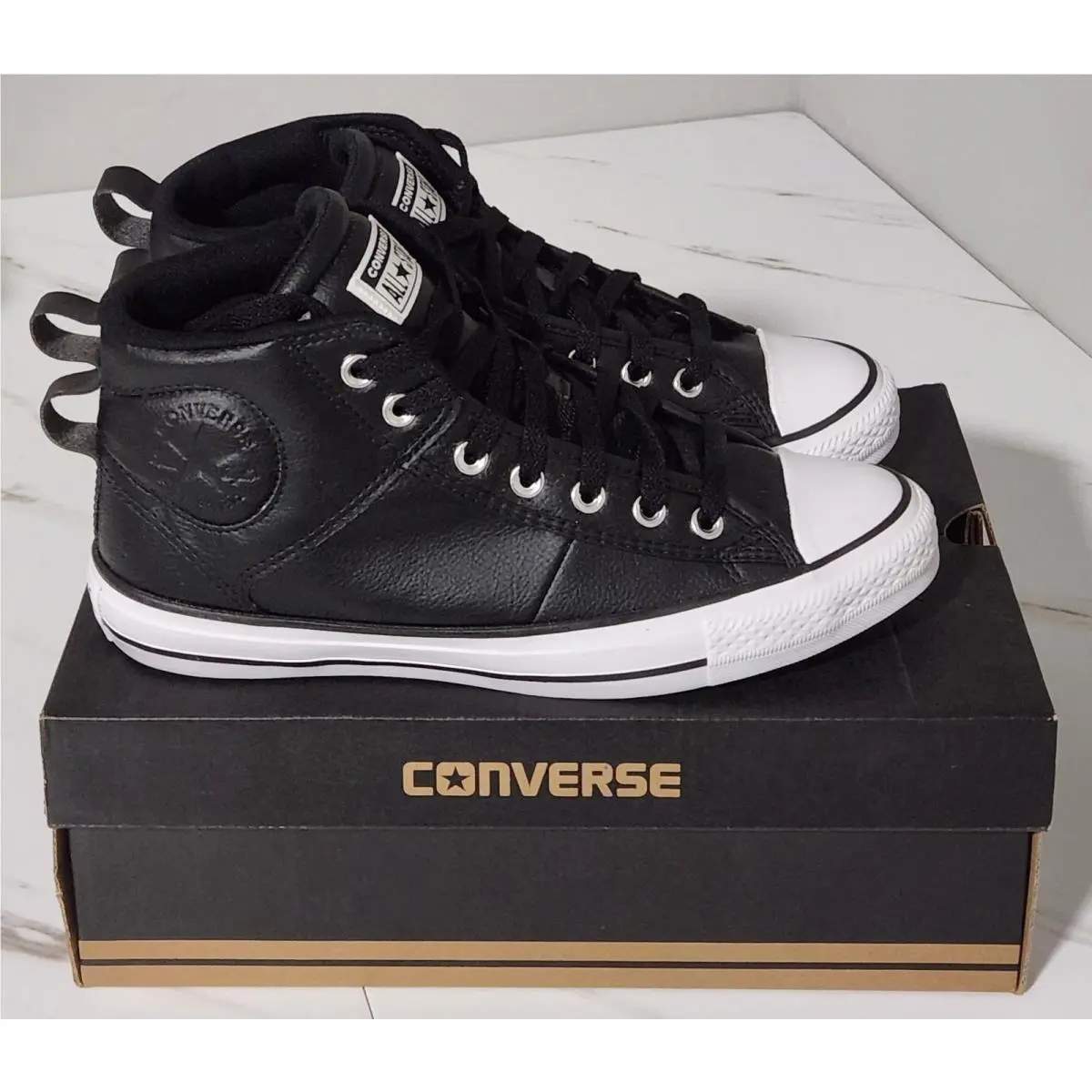 Converse Chuck Taylor High Street Hi Storm Wind Mid Black Leather Mens Sz 9
