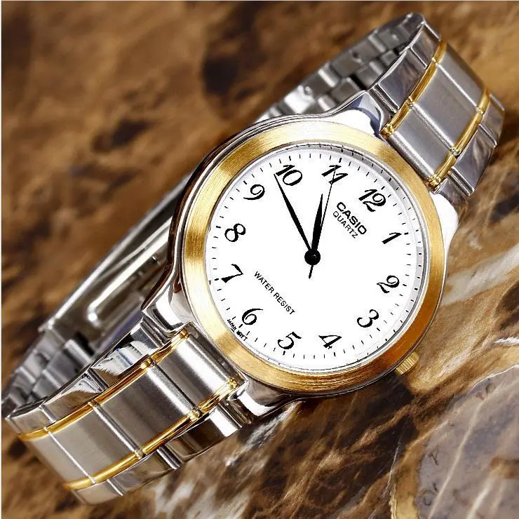 Men`s Stainless Steel White Dial Analog Dress Watch MTP-1131G-7B by Casio