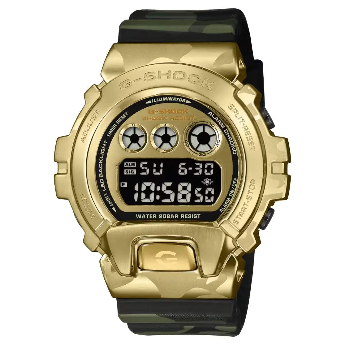 Casio G-shock GM-6900CMG-3 Camo and Gold Camouflage Digital Men Wrist Watch