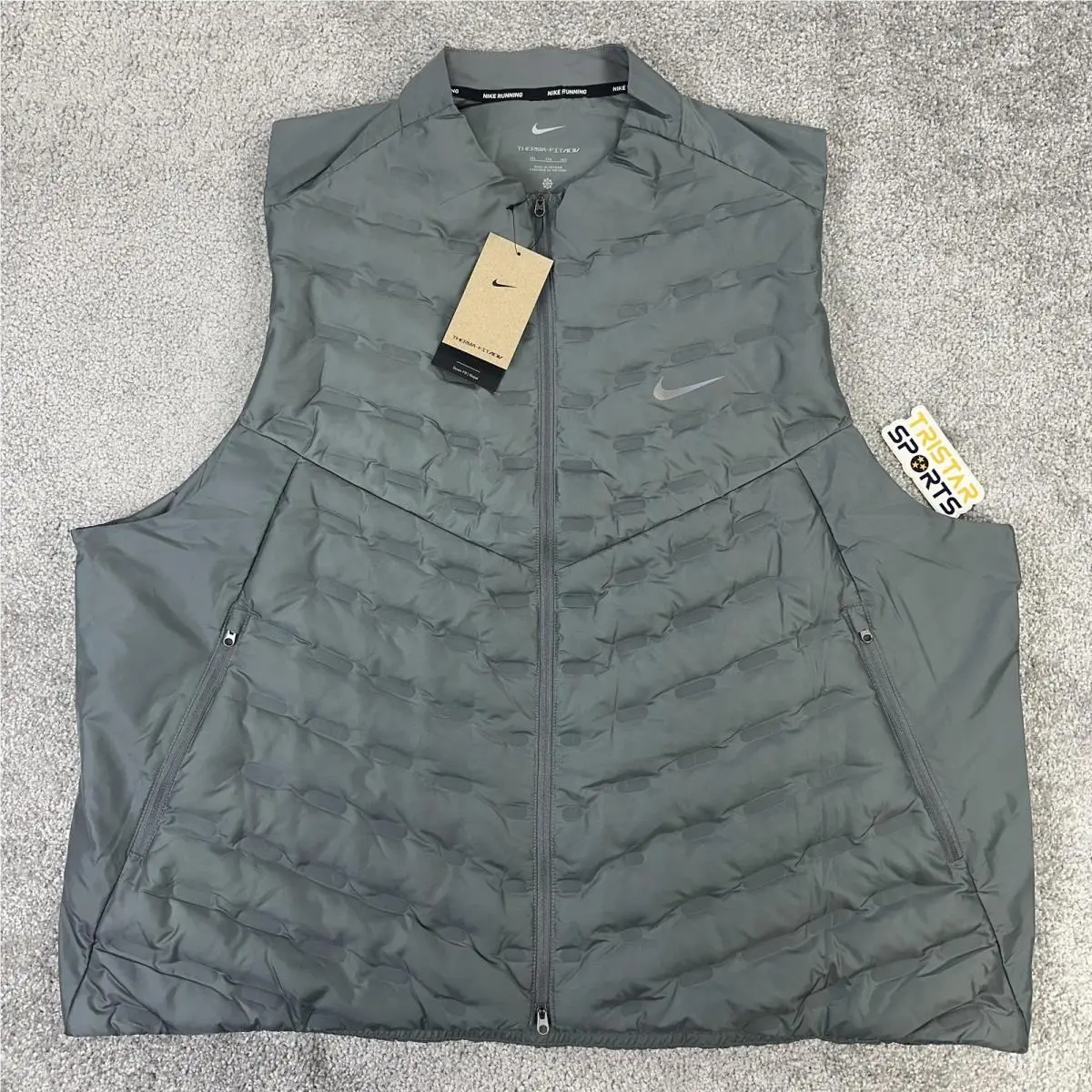 Nike Therma-fit Adv Running Vest Mens 3XL Gray Down Puffer Pockets FB7542-084