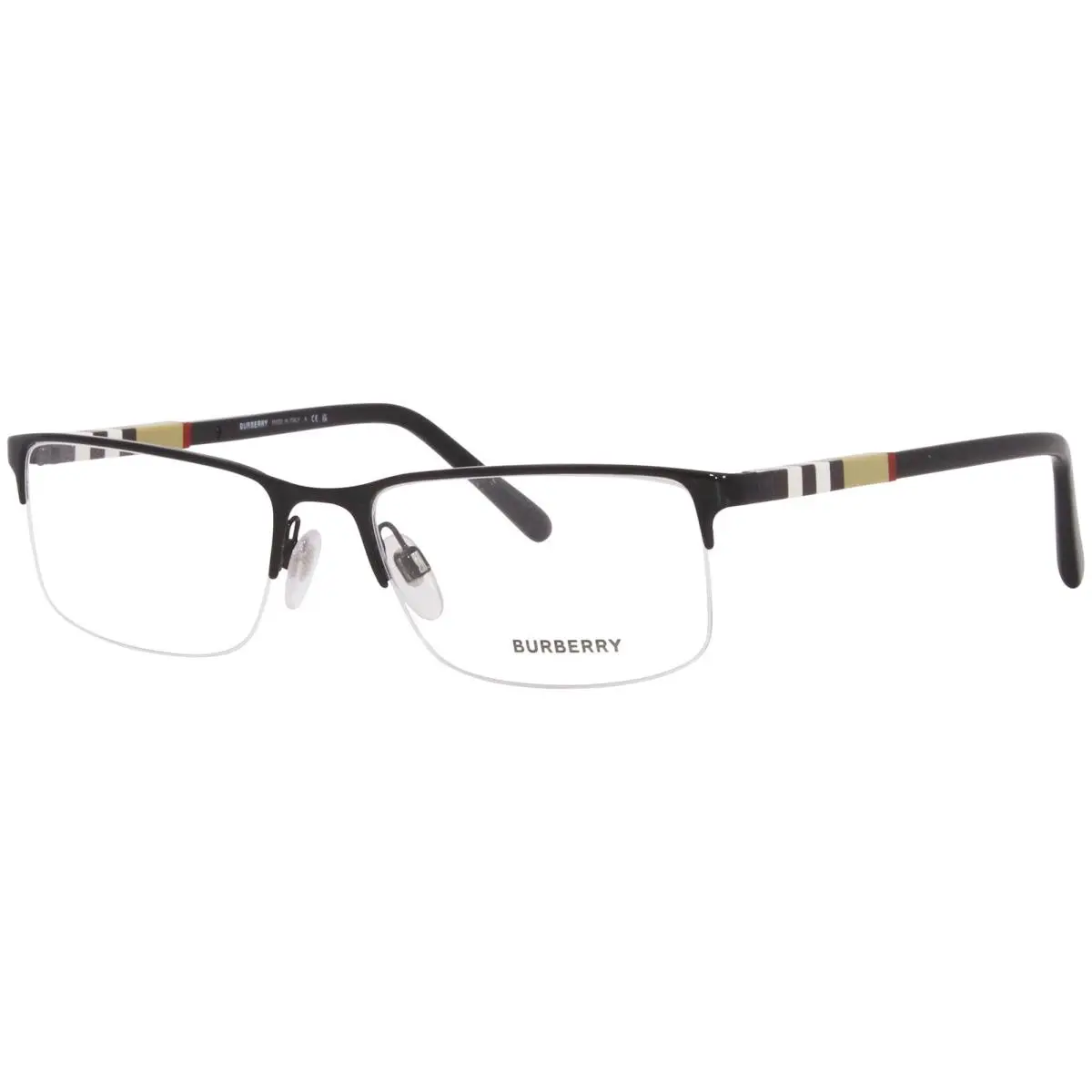 Burberry Men`s Eyeglasses BE1282 BE/1282 1001 Black Half-rim Optical Frame 55mm