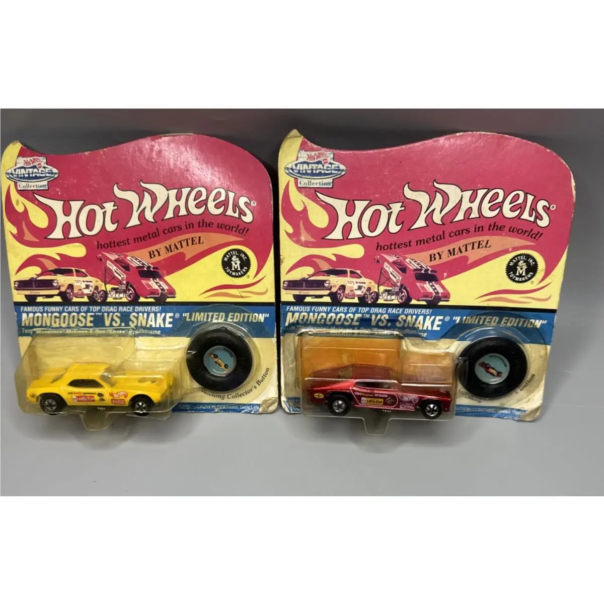 2 Hot Wheels Mongoose Vs. Snake Vintage Collection Red Diecast Car 1995 Limited