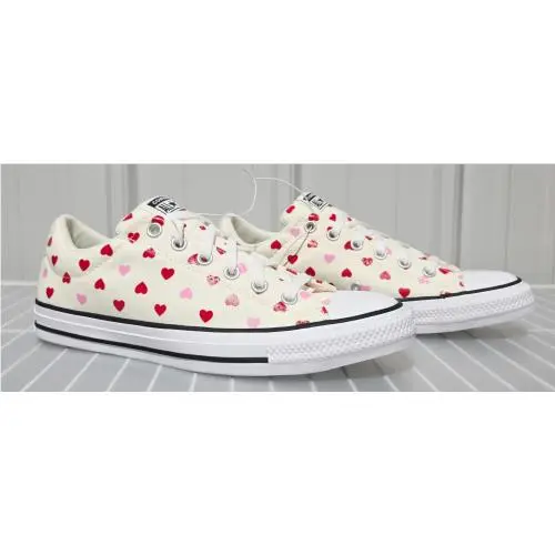 Converse All Star Street Ox Low Top Heart Print Sneakers Men`s 9.5 Womens` 11.5