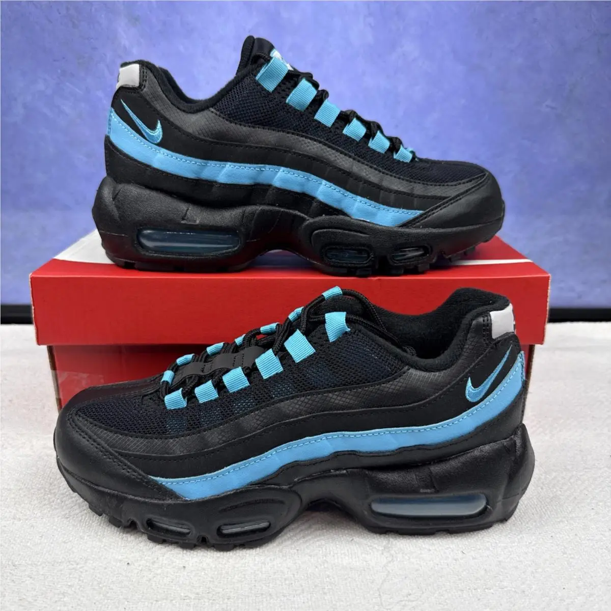 Nike Air Max 95 Recraft Ltr GS Size 5Y Trainers Black Blue Sneakers Shoes