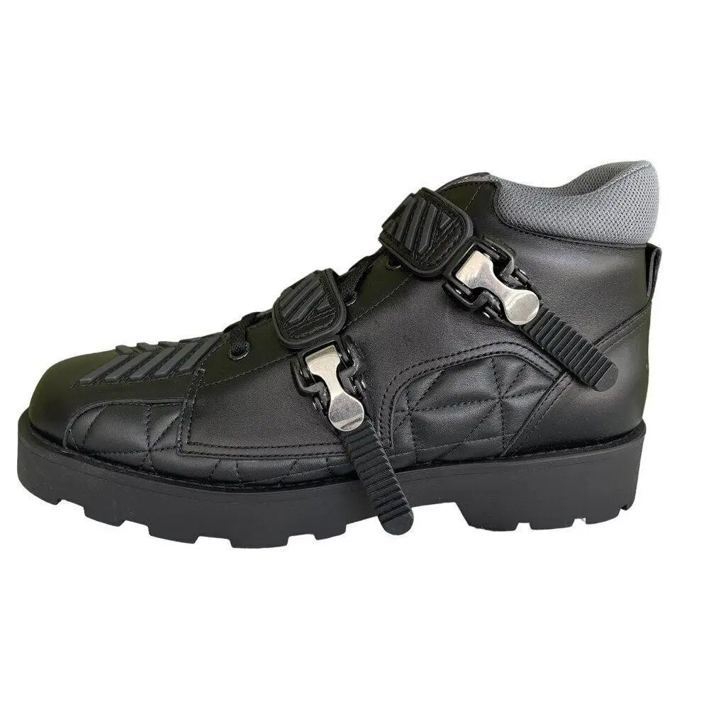 Gucci 718665 Black Leather Quebec Hi-top Calf Men`s Sneakers Shoe Sz G10
