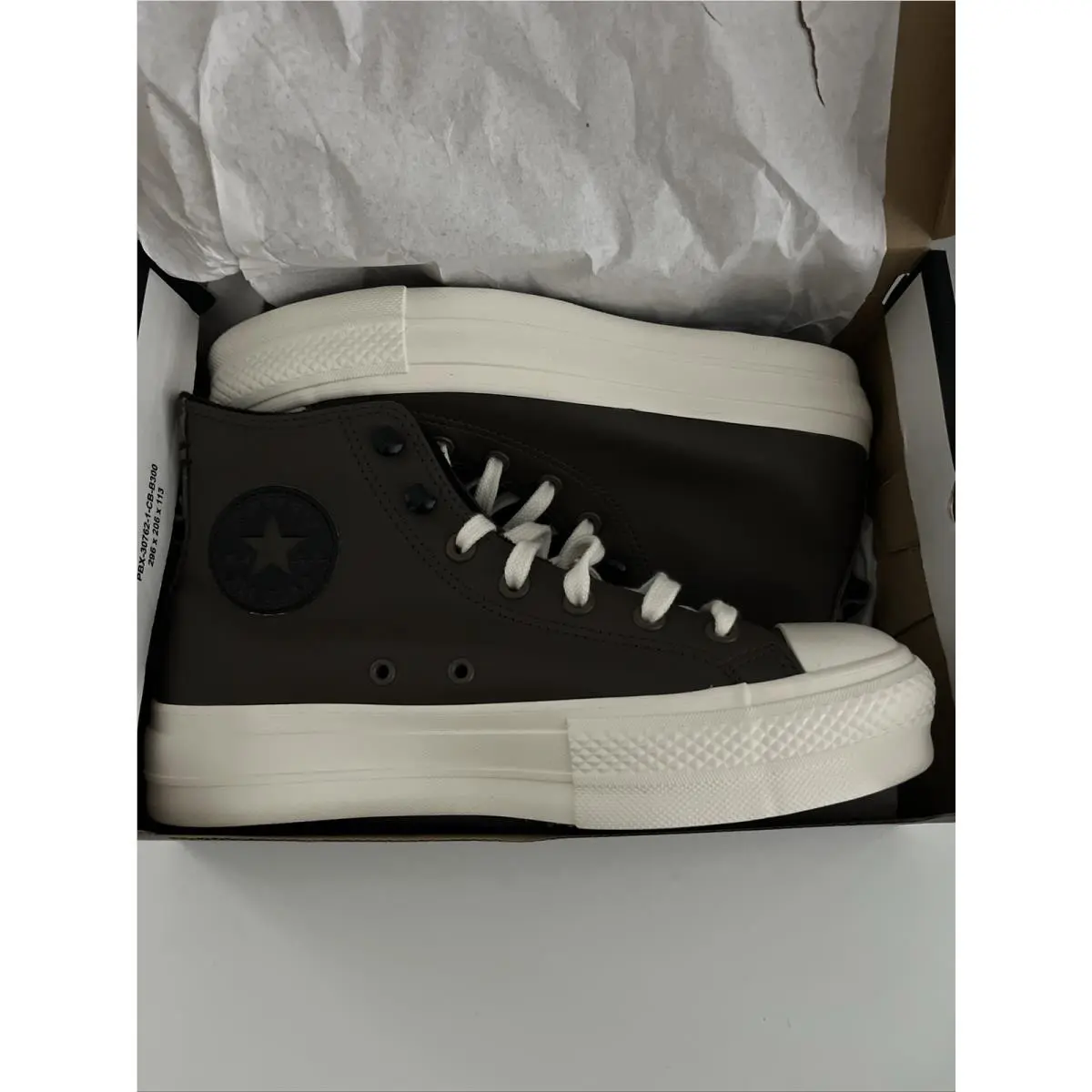 Leather Ctas Lift High Top Platform Engine Smoke Brown Women’s 9 M7 by Converse