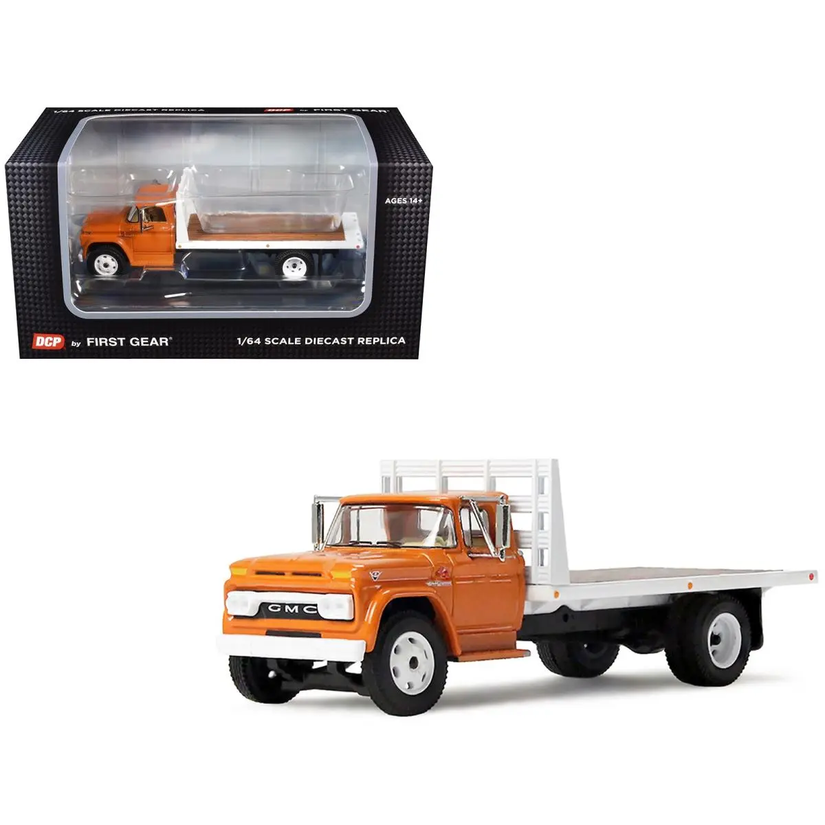 Gmc 4000 Flatbed Truck Omaha Orange 1/64 Diecast Model by Dcp/first Gear