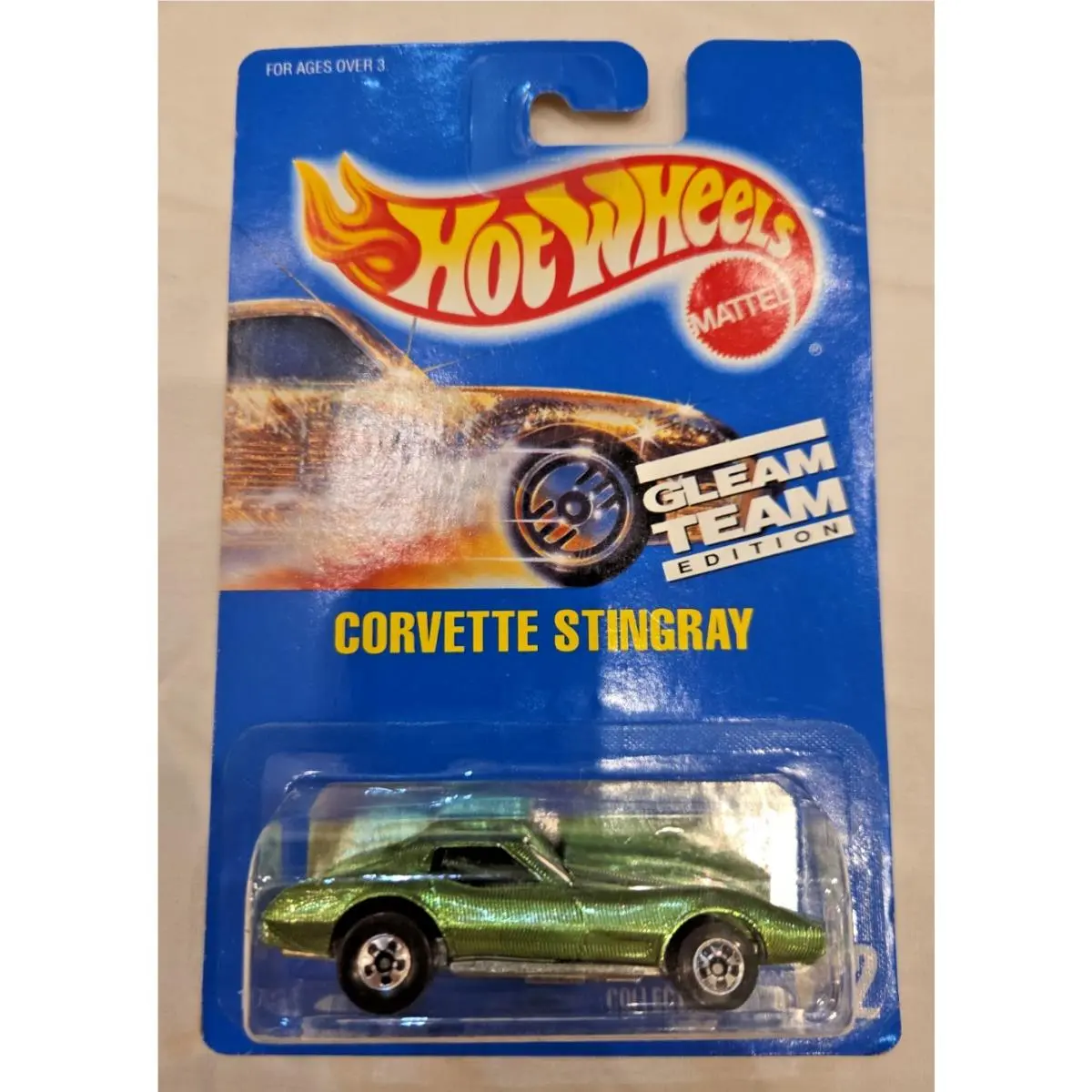 Mattel Hot Wheels Chevrolet Green Corvette Stingray Gleam Team Blue Card 192 90s
