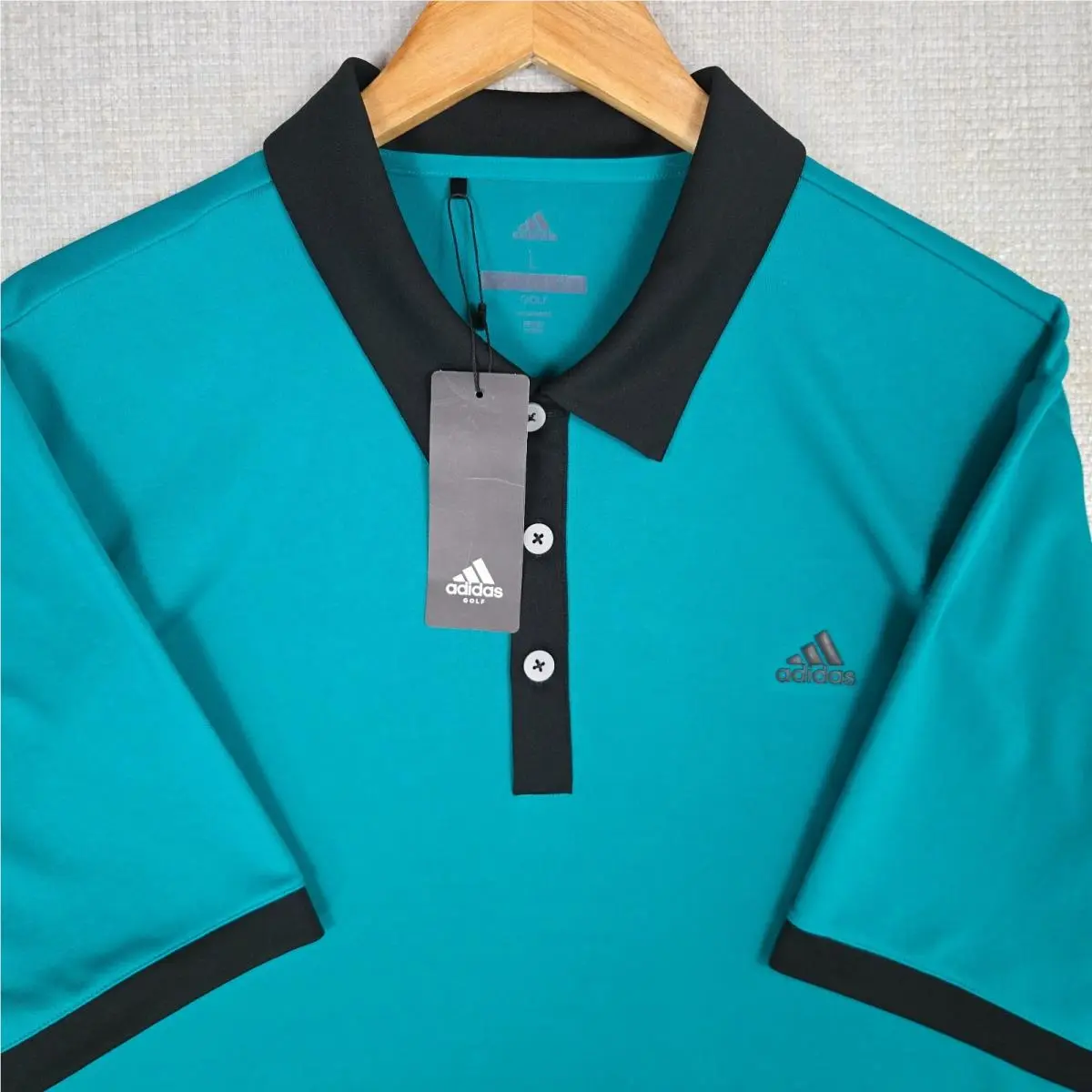Mens Large Performance Polo Shirt Sea Foam Green Short Sleeve Golf by Adidas