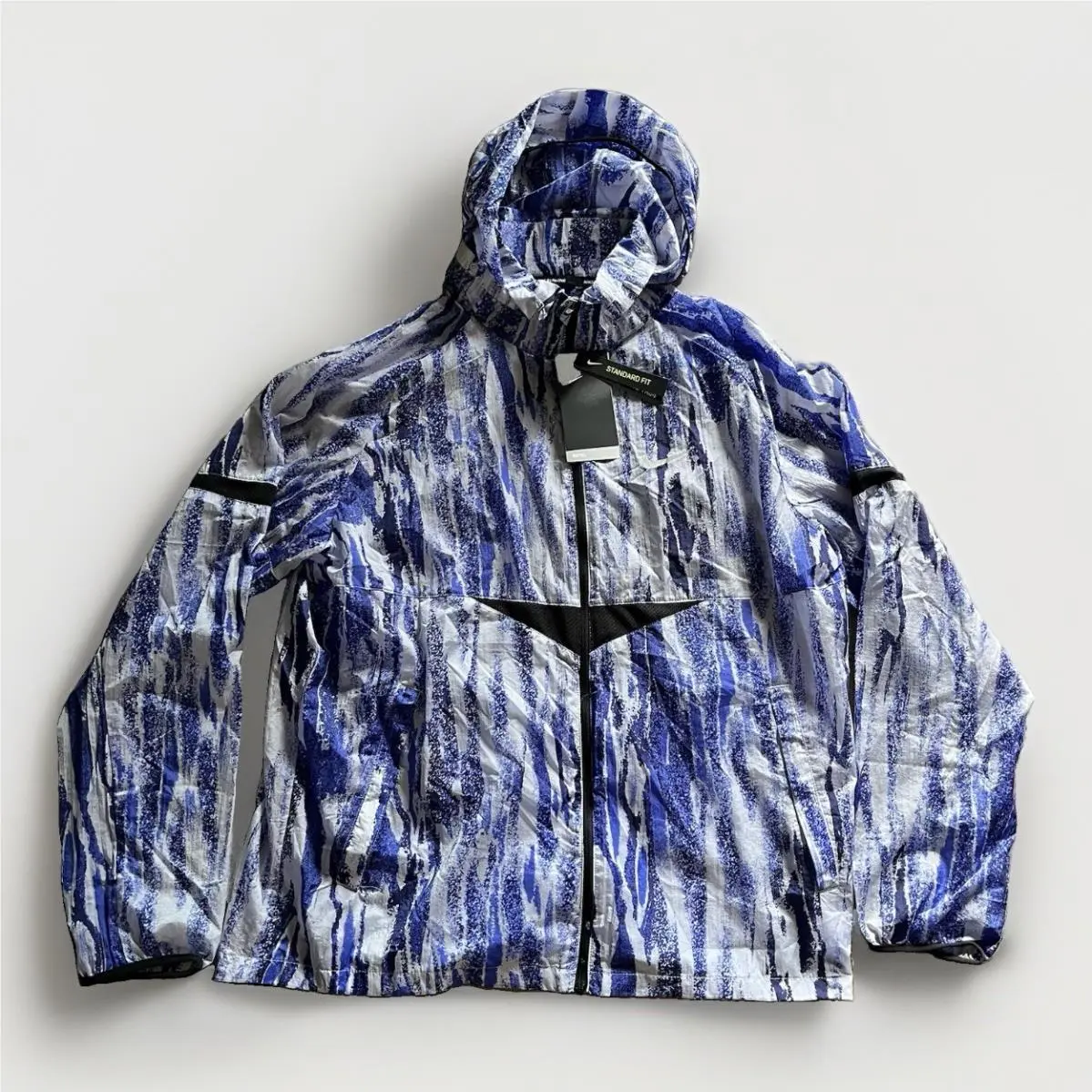 Nike Men`s Windrunner Wild Run Water Repellent Blue Hooded Jacket Men’s Size L