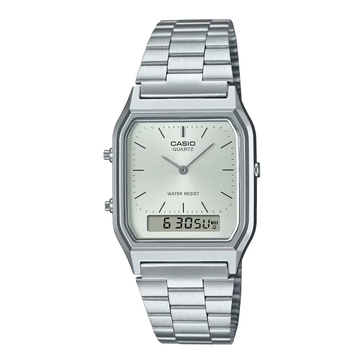Casio Vintage Analog Digital Silver Dial Stainless Steel Watch AQ-230A-7AMQY