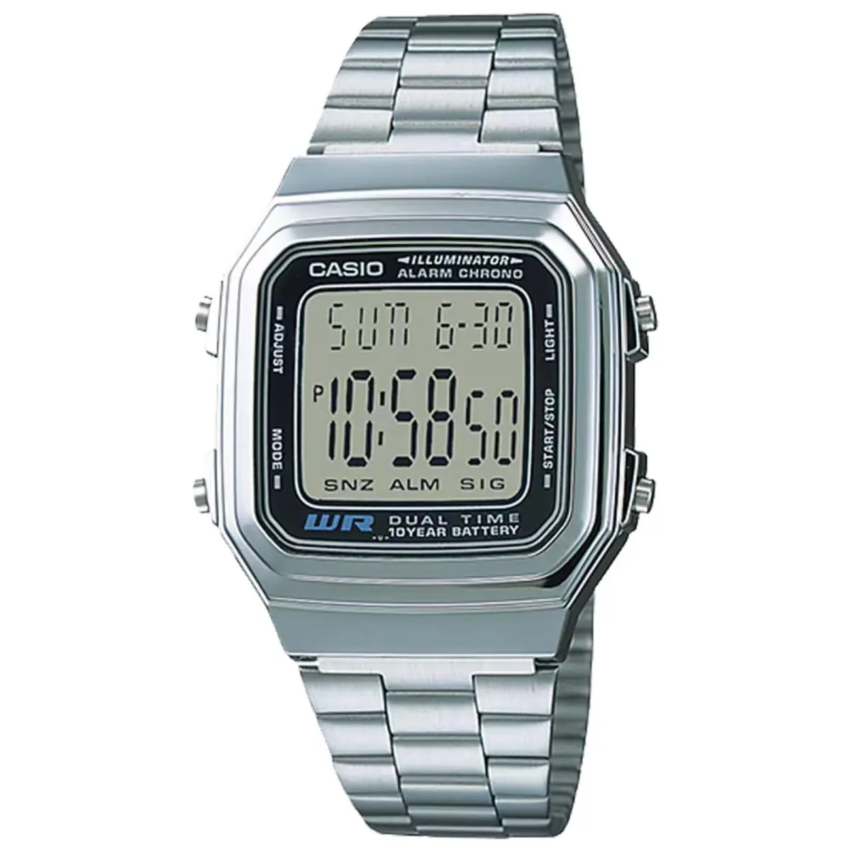 Casio Men`s Classic Digital Stainless Steel Watch Silver - A-178WA-1ACF - Silver