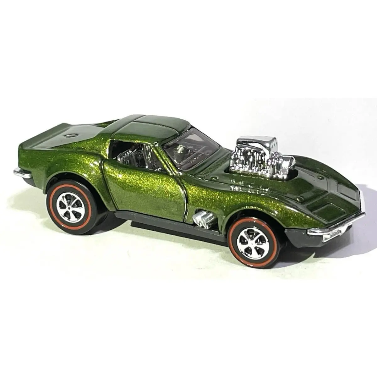 Hot Wheels Custom Made Redline `68 Gas Monkey Corvette Olive Green Metallic