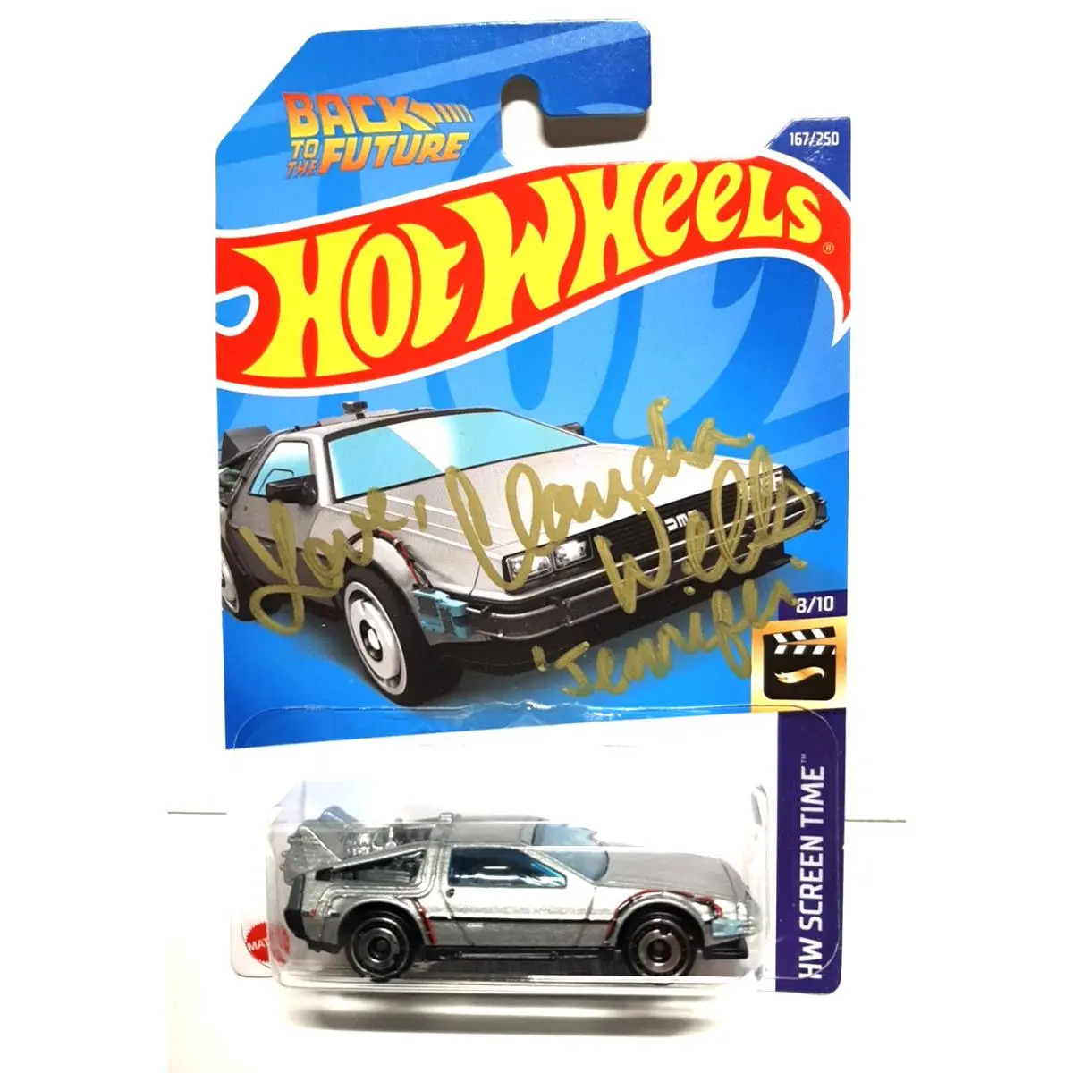 Claudia Wells Signed 2021 Hot Wheels Delorean Back to The Future Time Machine - Silver
